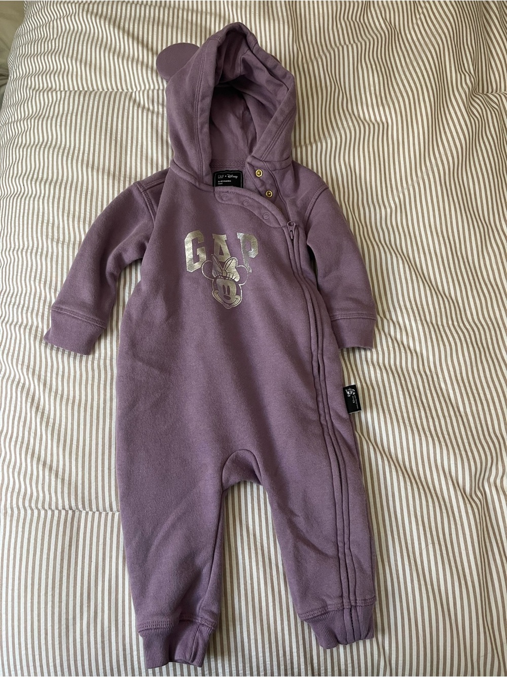 GAP Baby Purple Hooded One-Piece with Minnie Graphic